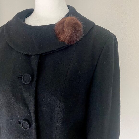 Vintage 60s Jr. Scene By Glenhaven Cropped Wool Jacket With Mink Fur Detail - Picture 4 of 11